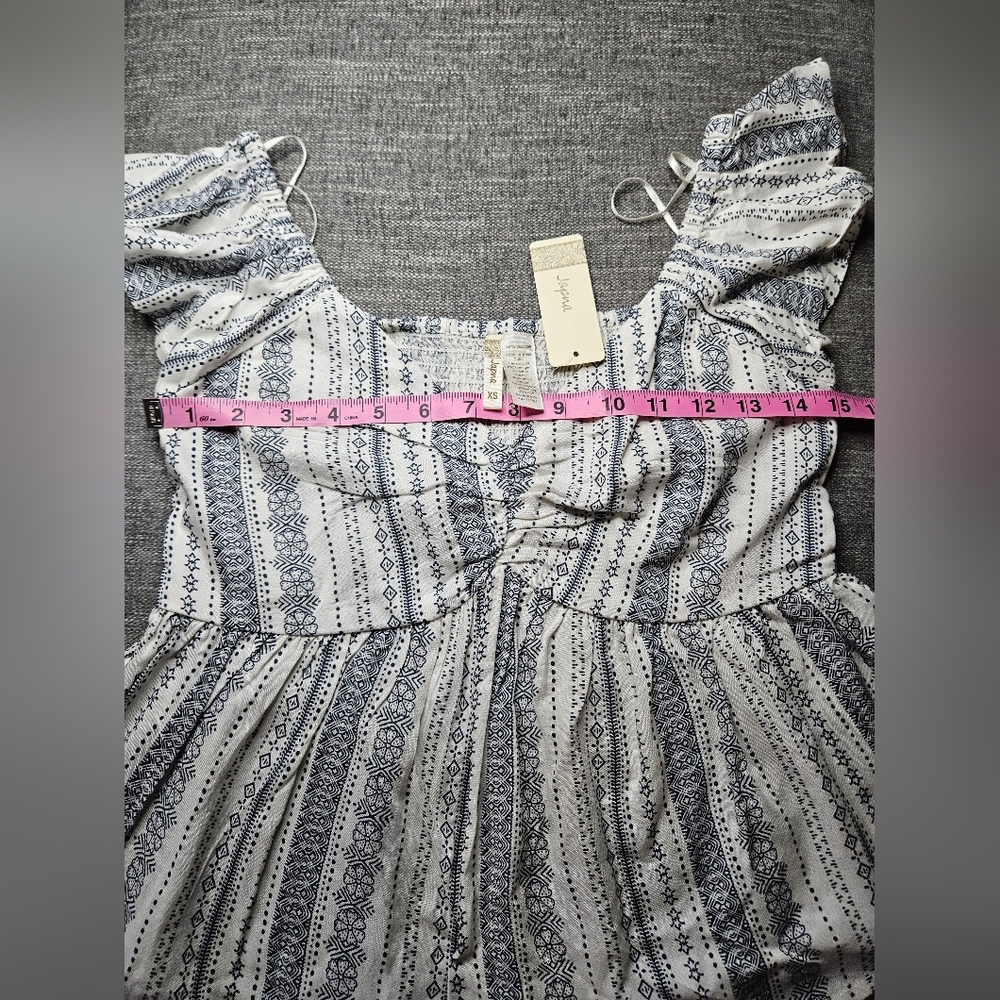 JAPNA Bohemian Peplum White & Blue Paisley Patterned Top - Picture 3 of 9